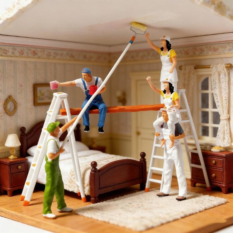 Creative Graffiti Painter Mini Figures Perfect For Tiny House Decoration Artistic 1:64 Resin Craftsmen Statues
