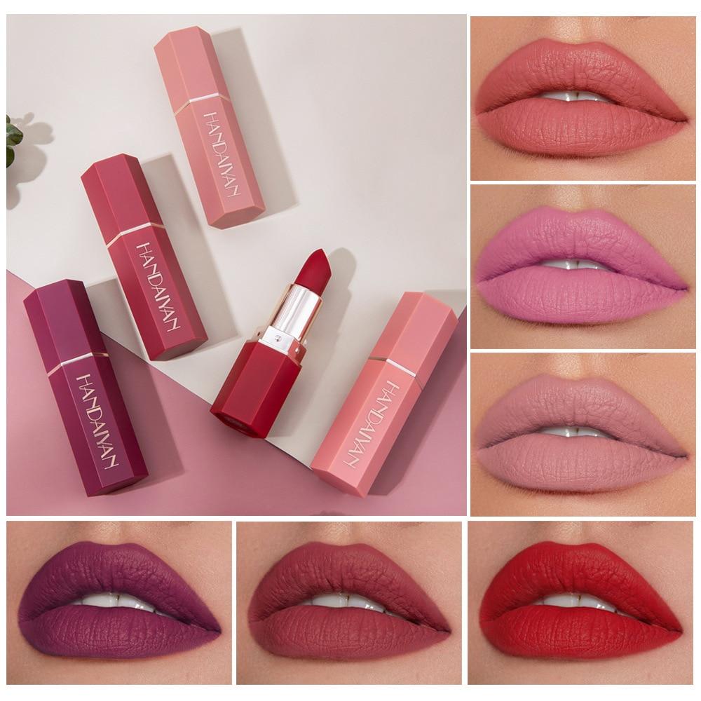 6 farger matt vanntett fløyelsleppestift Sexy rødbrune pigmenter Makeup Langvarig profesjonell leppestift