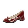 Retro Mary Jane shoes women's red small leather shoes summer new high-heeled women's shoes French round head thick heel four-season wedding shoes