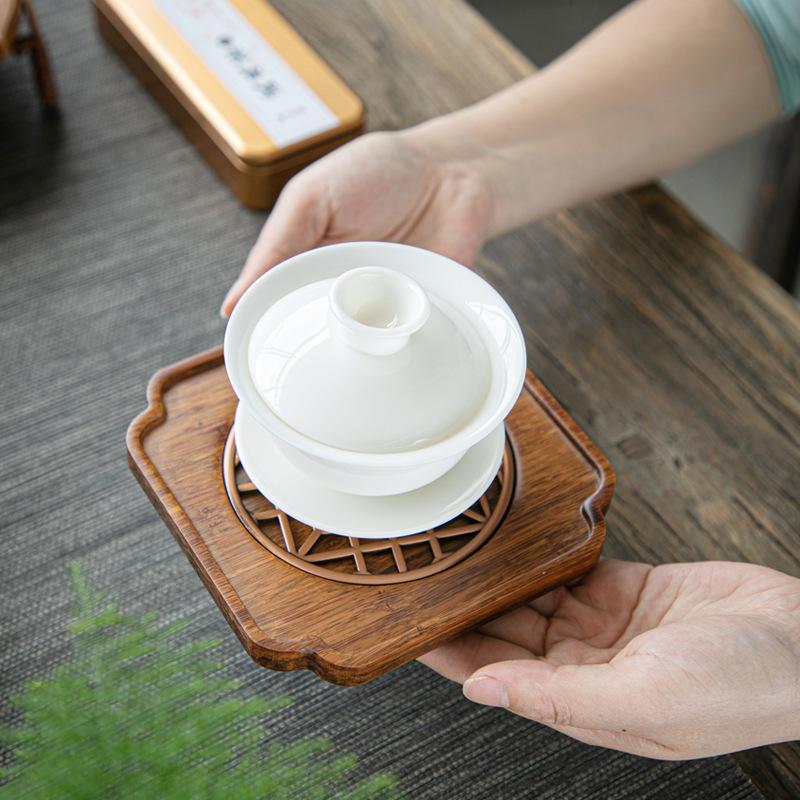 Teapot Cushion Natural Bamboo Cup Mat Tea Saucer Kungfu Tea Set Living Room Coffee Table Chinese Tea Room Ceremony Tools