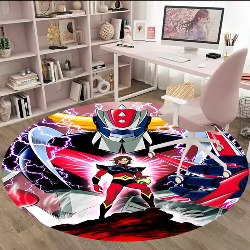 1pc UFO Robot Grendizer10 Print Round Carpet Chair Round Carpet Suitable for Bedroom Living Room Home Decorative Carpet