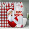 Set de perdele de duș de Crăciun, 4 bucăți, rezistent la apă, cu 12 cârlige, covor de baie antiderapant, covoraș de toaletă în formă de U, capac de toaletă.