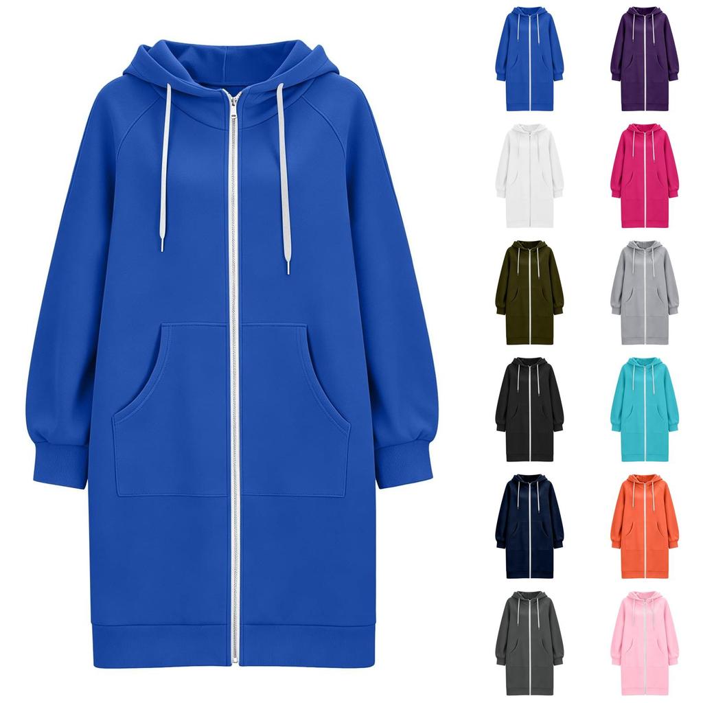 Damen Casual Kapuzenjacke mit Reißverschluss und Taschen