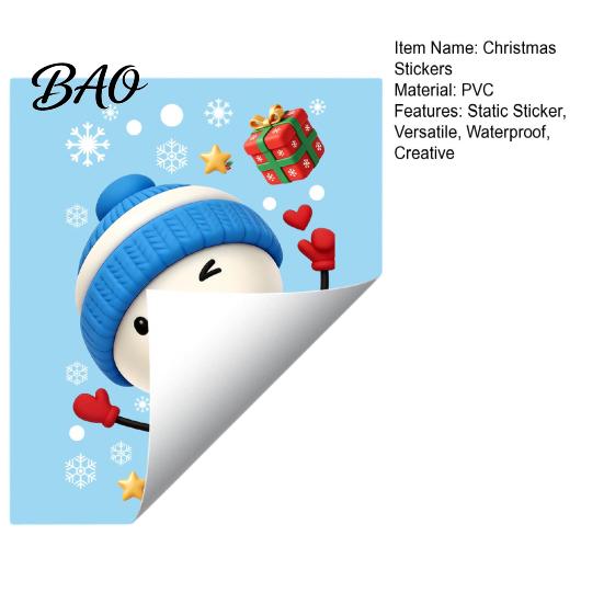 Family Party Glass Decorations Christmas Window Stickers Static Cling, Santa/Reindeer/Snowmen/Elves Print, Waterproof Kids Room Wall Art PVC Decal for
