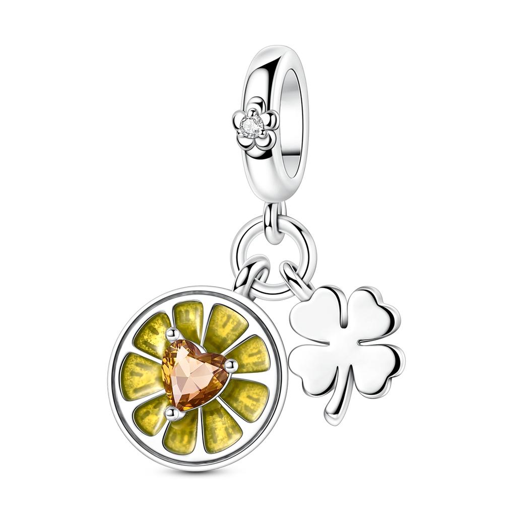 Copper Charm Original Fruit Cherry Peach Lemon Pendants Fit Bracelet Charm Diy Woman Jewelry