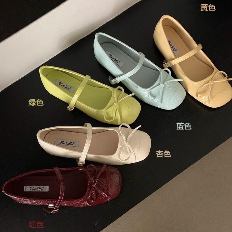 Mary Janes mit französischer Schleife Ballerinas flache Schuhe Frühling retro sanft flacher Ausschnitt Einzelne Schuhe Damenschuhe weiche Sohle