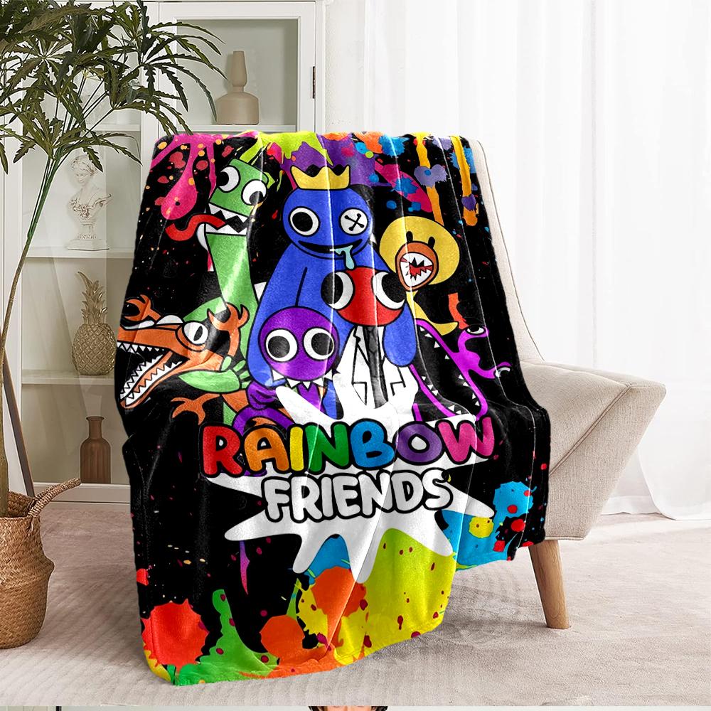 Rainbow Friends Theme Printed Blanket - Perfect for Couch, Bed, Travel & Outdoor Use | Machine Washable, Cozy & Durable.