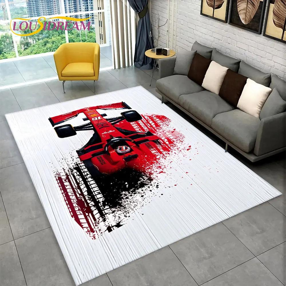 3D závodní auto koberec velký, koberec pro domácí obývací pokoj ložnice pohovka rohožka dekorace, dětská podložka do kuchyně protiskluzová podlahová podložka