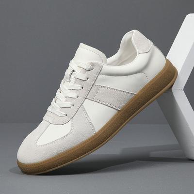 2025 Autumn New Men's Genuine Leather Sports and Leisure White Shoes Trendy Versatile Board Shoes