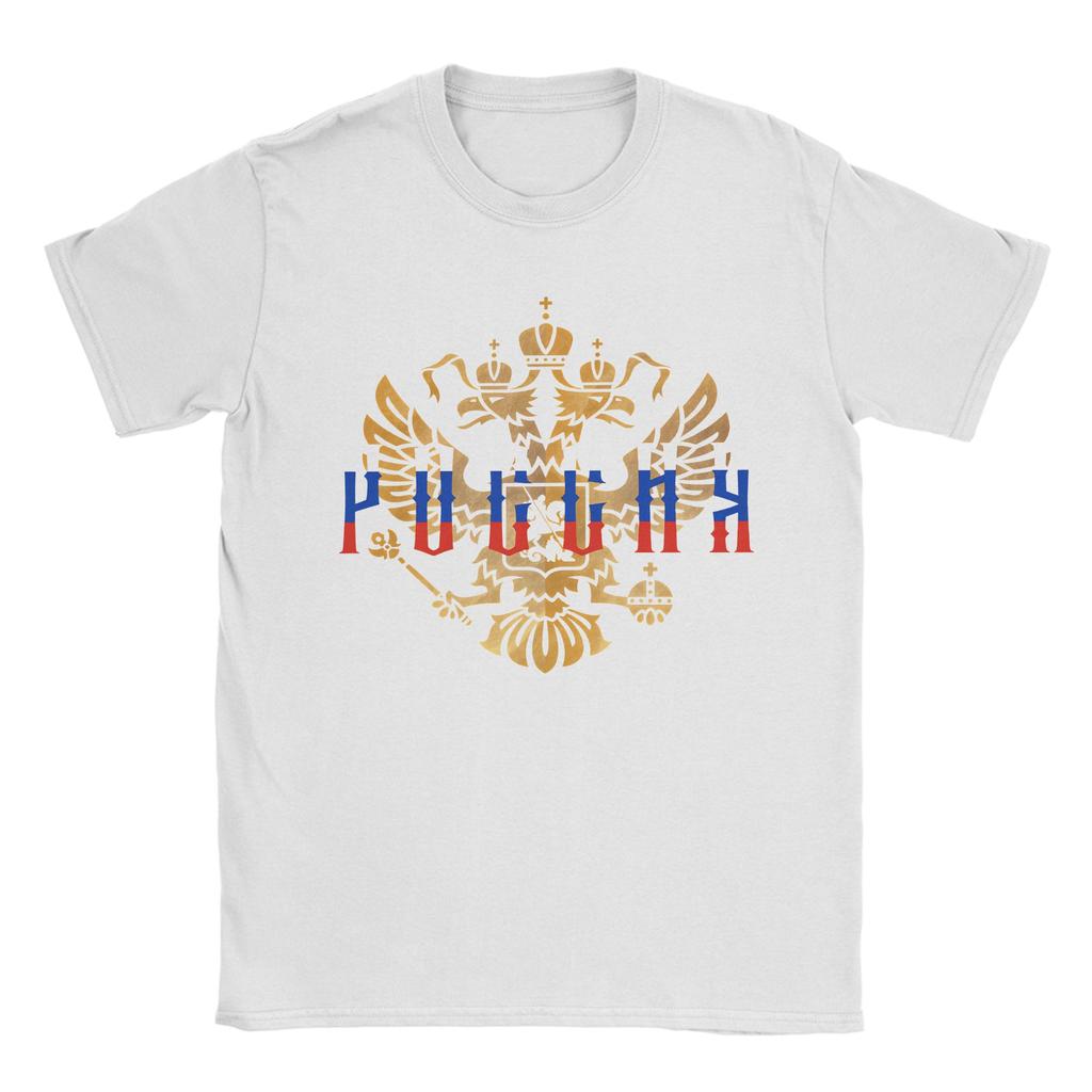 Russian Coat of Arms 100 Cotton TShirt For Men Summer Russia Emblem Classic TShirts ONeck Tees Oversized Cheap Clothes