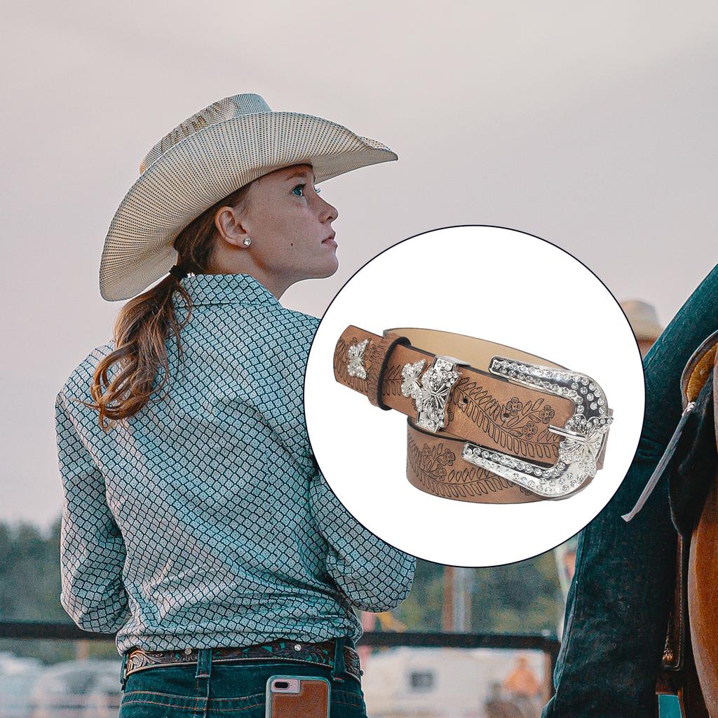 Womens Leathers Belts for Jeans Dresses Fashion Rhinestones Buckle Ladies Belt Jeans Belt Students Waistband