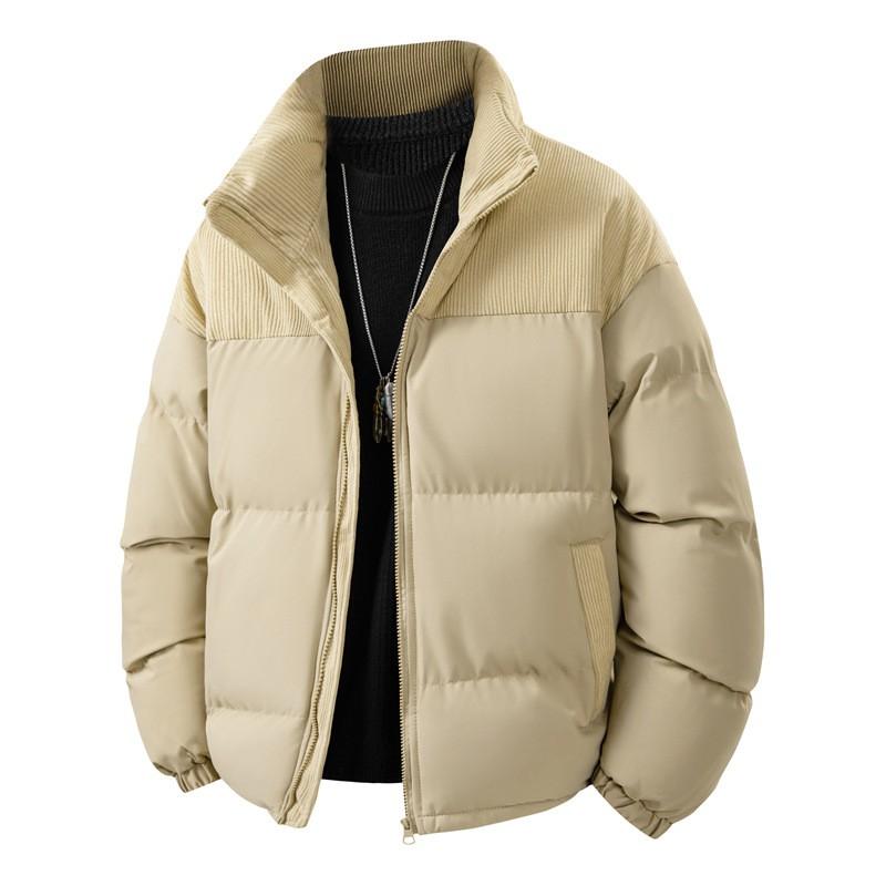 Unisex Winter Padded Cotton Jacket Thick Warm Loose Fit Stand Collar Casual Outerwear Men Women
