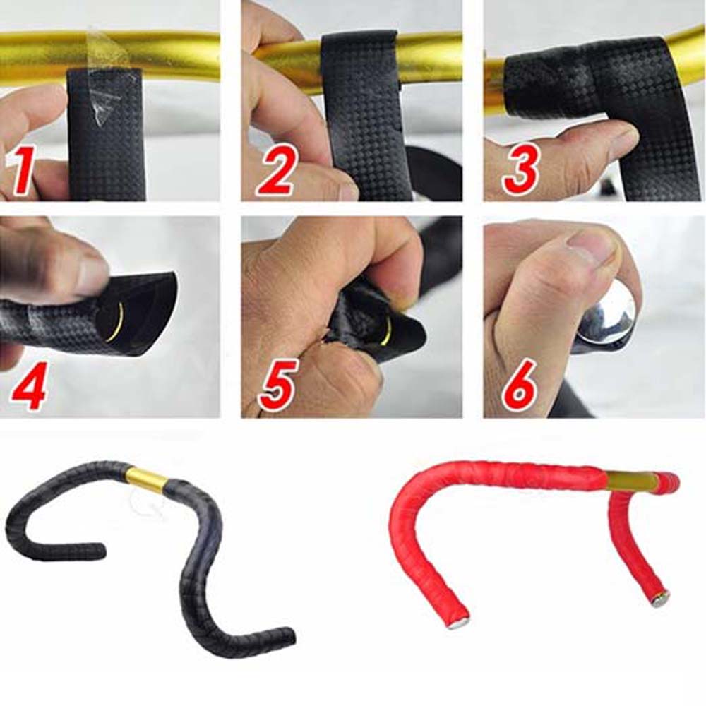 Anti-slip Carbon Fibre Anti-Vibration Bike Straps Handlebar Tape Bicycle Grips Tapes Handle Belt