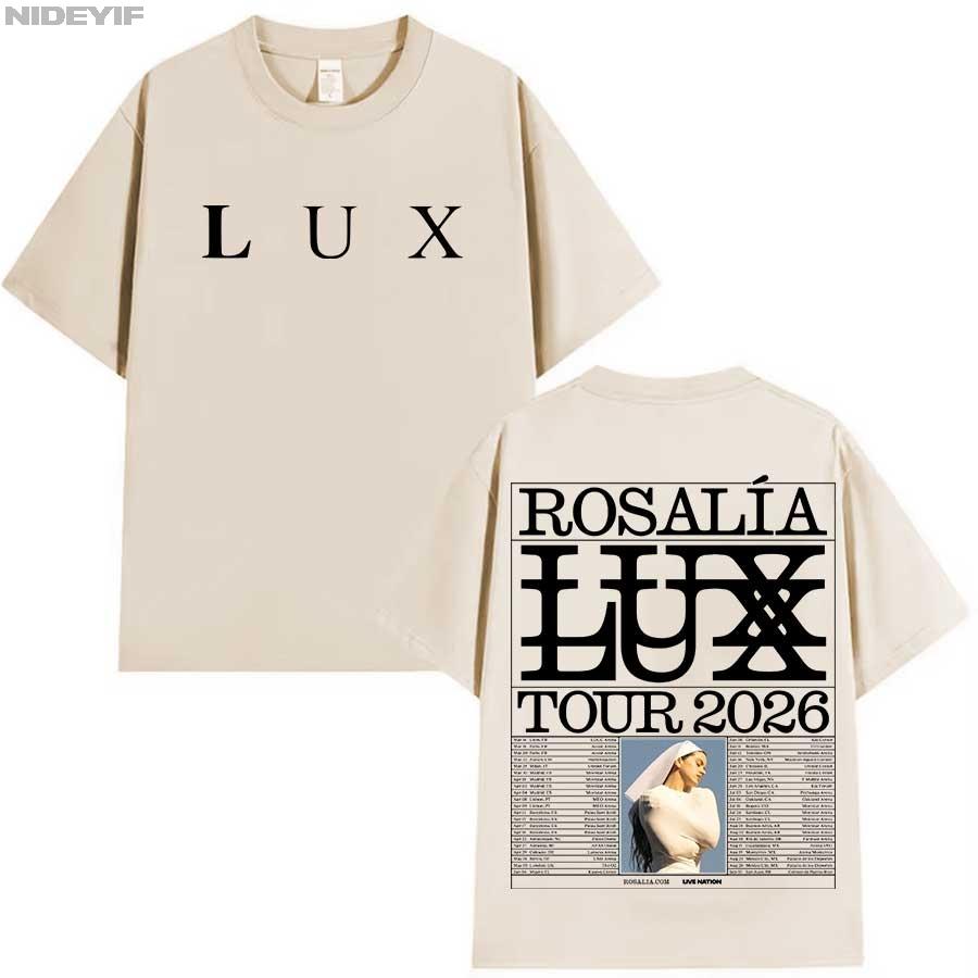 

ROSALÍA 2026 ТУР Люкс Альбом ROSALIA Футболка для Чоловіків Жінок Хіп-Хоп Вуличний Стиль Оверсайз Топи 100% Бавовна Футболка 3XL