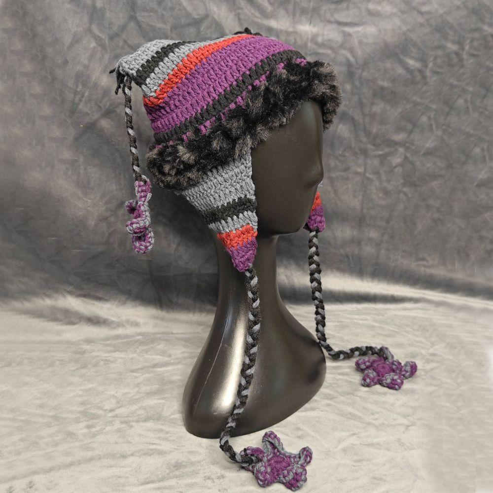 Thick Winter Bucket Hat Knitted Star Caps Casual Cat Ear Hat