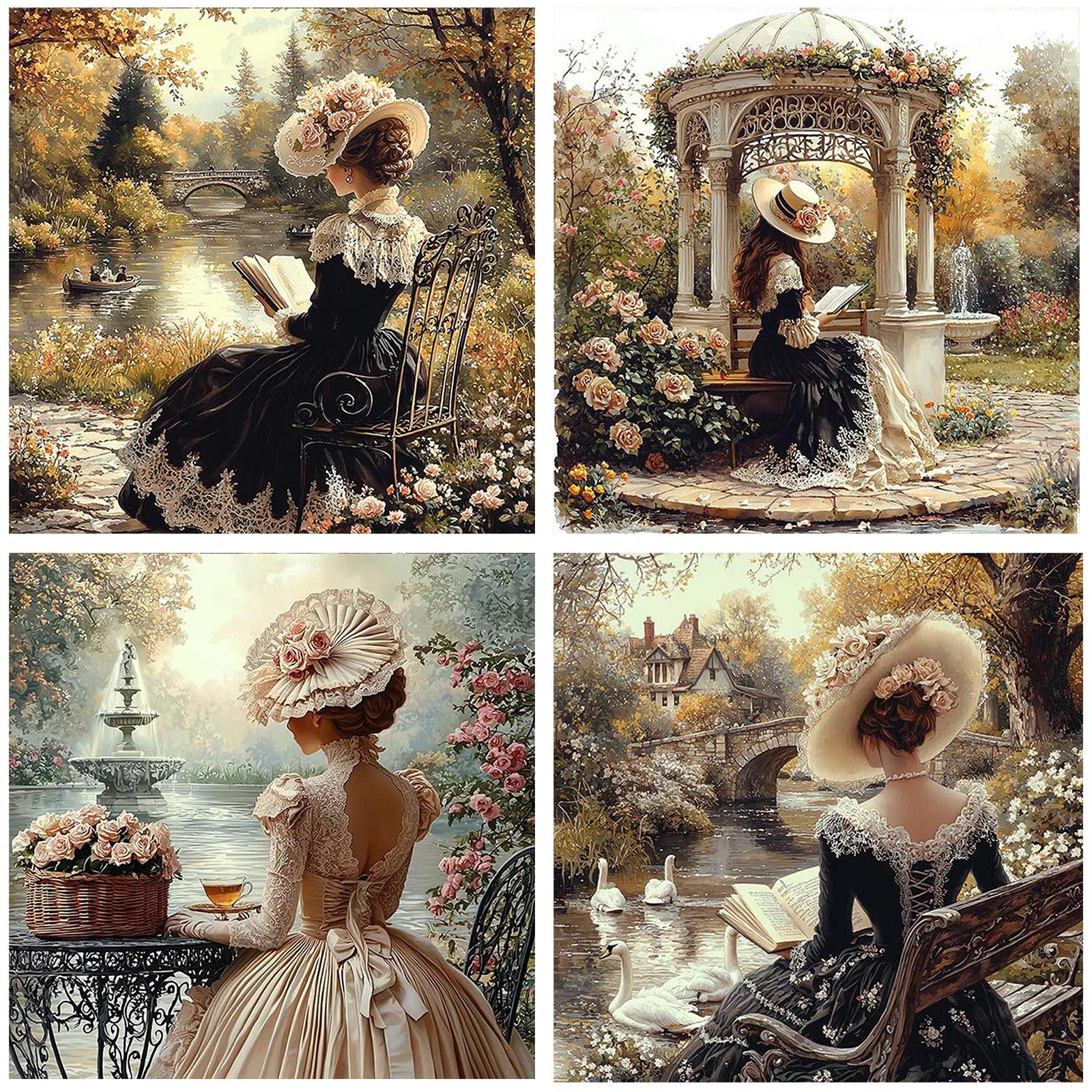 

4Pcs Landscape Full DIY 5D Round Drill Gem Art Diamond Painting Kits Diamond Dots Paintings Picture Arts Craft 30x30CM