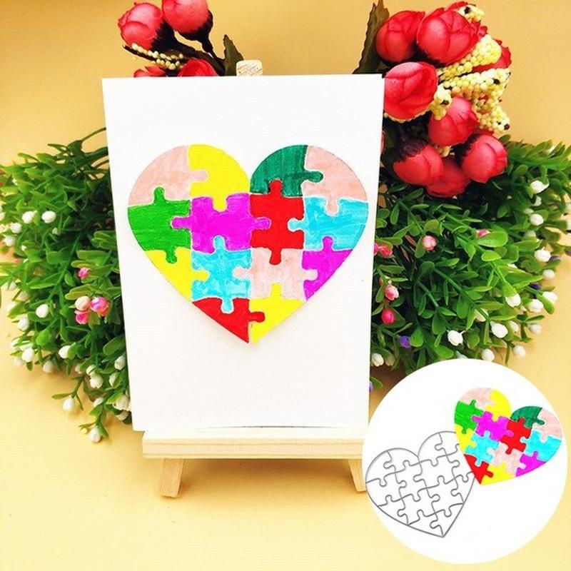 Love Puzzle Metal Cutting Dies Cut Die Mold Creative Puzzle Love Decoration Scrapbook Paper Craft Knife Mould Blade Punch Stencils