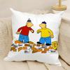 Klassische Reto Cartoon P-Pat & Mat 2 Kissenbezug Natürlicher Leinen Doppelseitiger Druck Sofa Heimdeko Kissenhülle