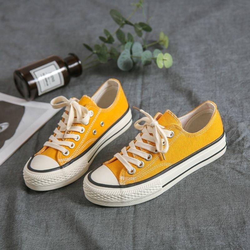 

ins yellow canvas shoes women s Korean version Harajuku ulzzang flat baseplate shoes student tide versatile 1970s retro shoes 34