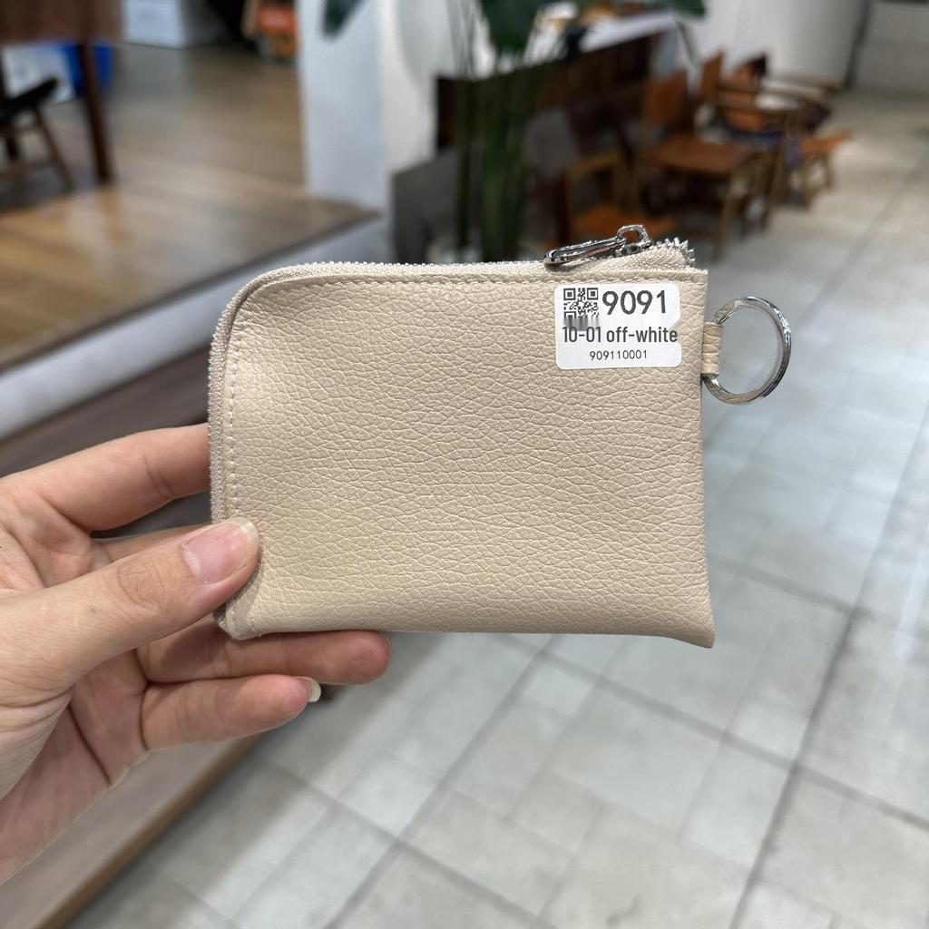 Genuine Leather Zipper Coin Purse & Card Holder with Key Ring