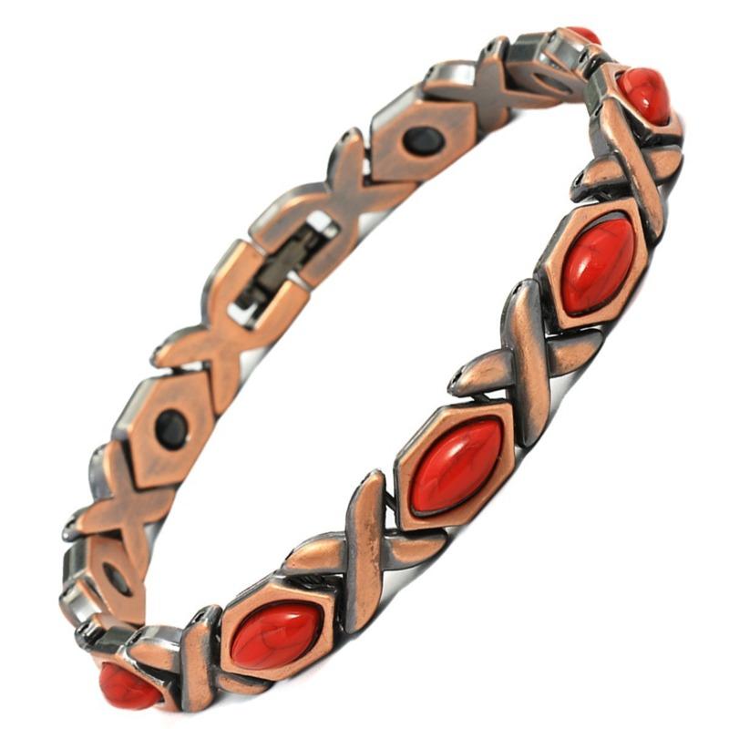 Braccialetto Magnetico Turchese Europeo e Americano Rame Rosso Antico Spazzolato Retrò Creativo Braccialetto Magnetico Lega di Zinco Braccialetto per Coppia