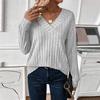 Women's Fashion Long Sleeve Ribbed Elegant Commuting And Casual Top