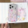 Cute Kawaii Purple Glitter Floral Phone Case For iPhone 17 16 15 14 Pro Max Pastel Flower Print Protective Cover for Girls