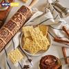 1 Stück Weihnachtswalzholz aus Holz mit Rentier-Blumenmustern für die Küche, Gebäck, DIY-Backwerkzeuge, geprägte 3D-Keksausstecher