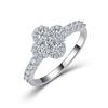 S925 Silver Gold-Inlaid Four-Leaf Clover Moissanite Pave Setting Ring Women Light-Luxury Floral Row Engagement Wedding GRA
