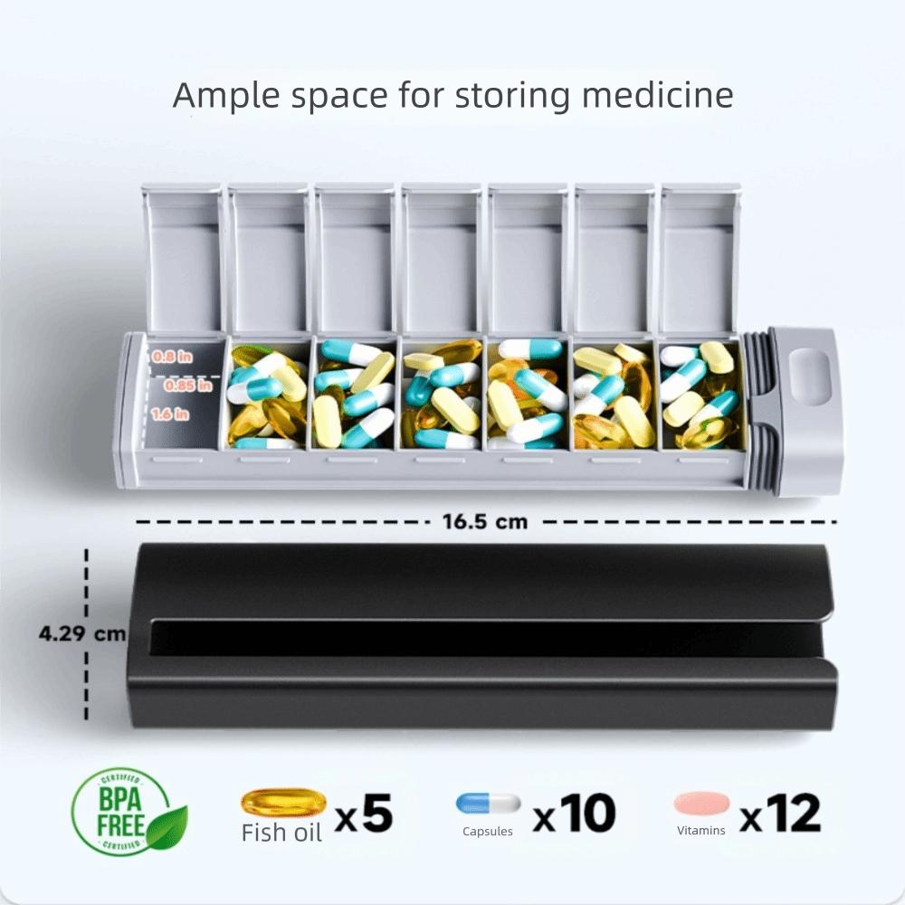 Aluminiumkonstruktion Wöchentlicher Pillenorganizer Großer Pillenorganizer Pillendose Nahrungsergänzungsmittel