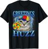 Saluti Meme Gatto Lecca-lecca Huzz Gatti Divertenti Stupidi Brainrot Maglietta Unisex Uomo Donna Top