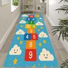 Dinosaur Hopscotch Pattern Kids Runner Rug NonSlip Mat for Playroom Nursery Living Room Jungle Theme Washable Carpet Floor Decor
