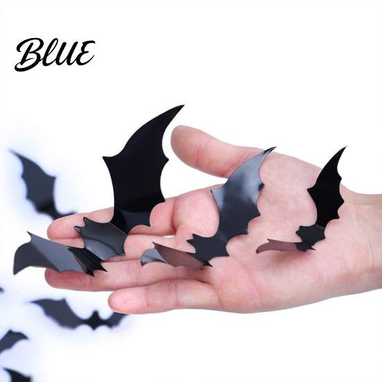 Halloween Gift for Friends 3D Bats Wall Decor Black Bat Stickers Waterproof Plastic Decals Scary DIY Room Decal Indoor Party Supplies Decorative