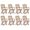 VidaXL Lot de 8 Chaises Pliables d'Extérieur avec Coussins, Sièges de Terrasse, Chaises de Salle à Manger, Meubles de Patio 3075087