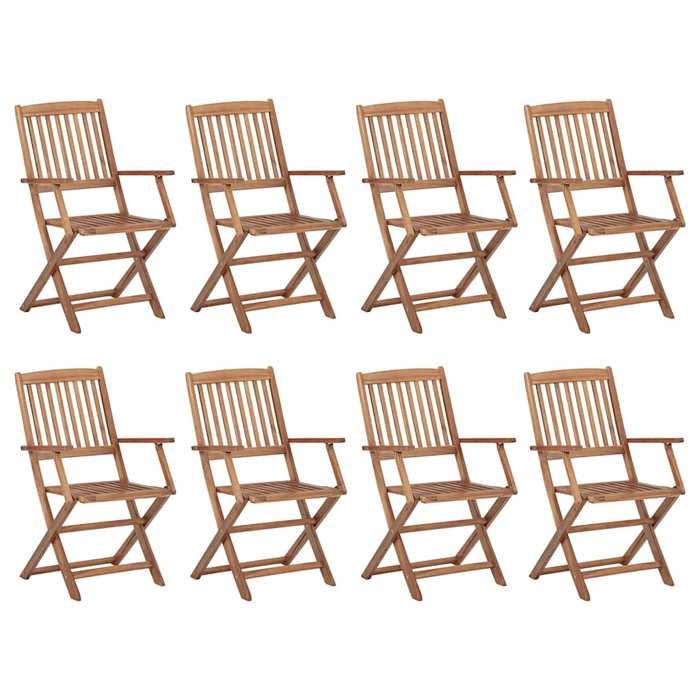VidaXL Lot de 8 Chaises Pliables d'Extérieur avec Coussins, Sièges de Terrasse, Chaises de Salle à Manger, Meubles de Patio 3075087
