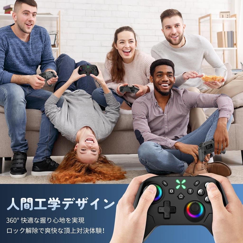 Onefun Switch 2 Controller Gold Award Compatible with Switch RGB 1000mAh Bluetooth Wireless Back Macro Turbo HD Gyro 20 Hours of Continuous Pro