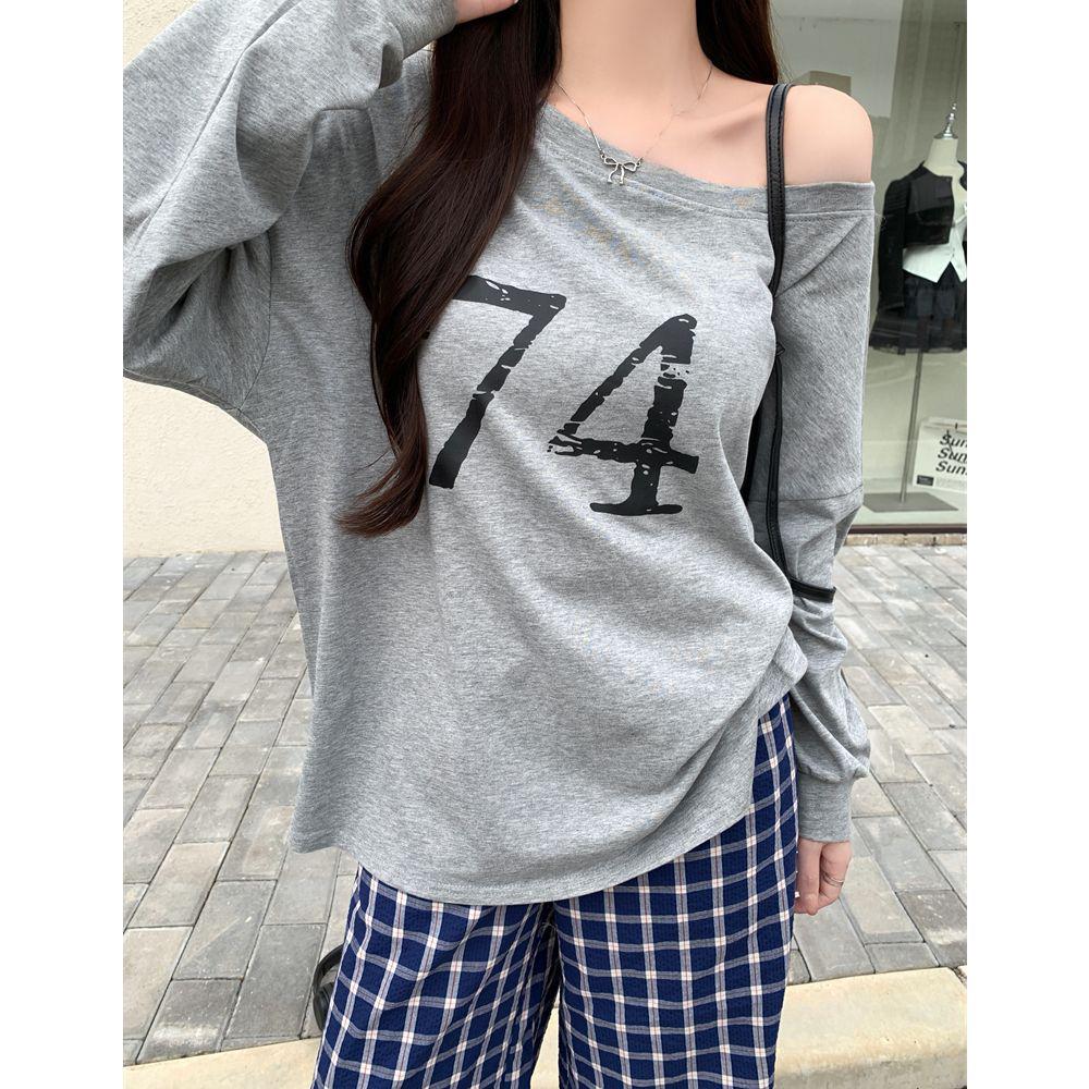 2025 Spring/Autumn Women's Off-Shoulder Oversize Sweatshirt, Reversible Design, Loose Fit, Slanted Shoulder Lazy Style Top