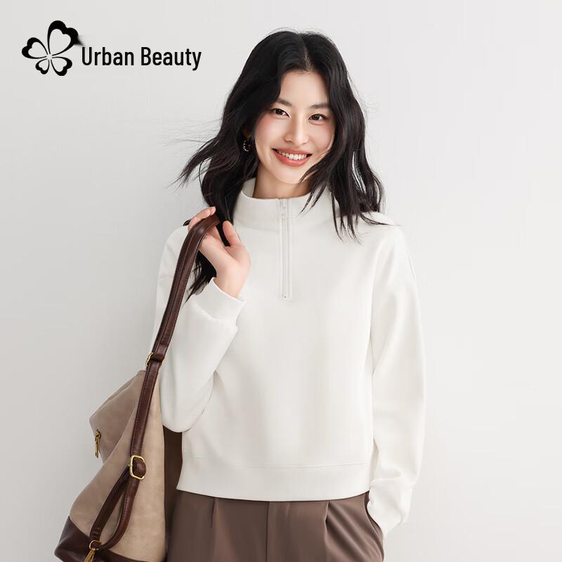 Women's Half-Zip Polo Collar Cropped Sweatshirt