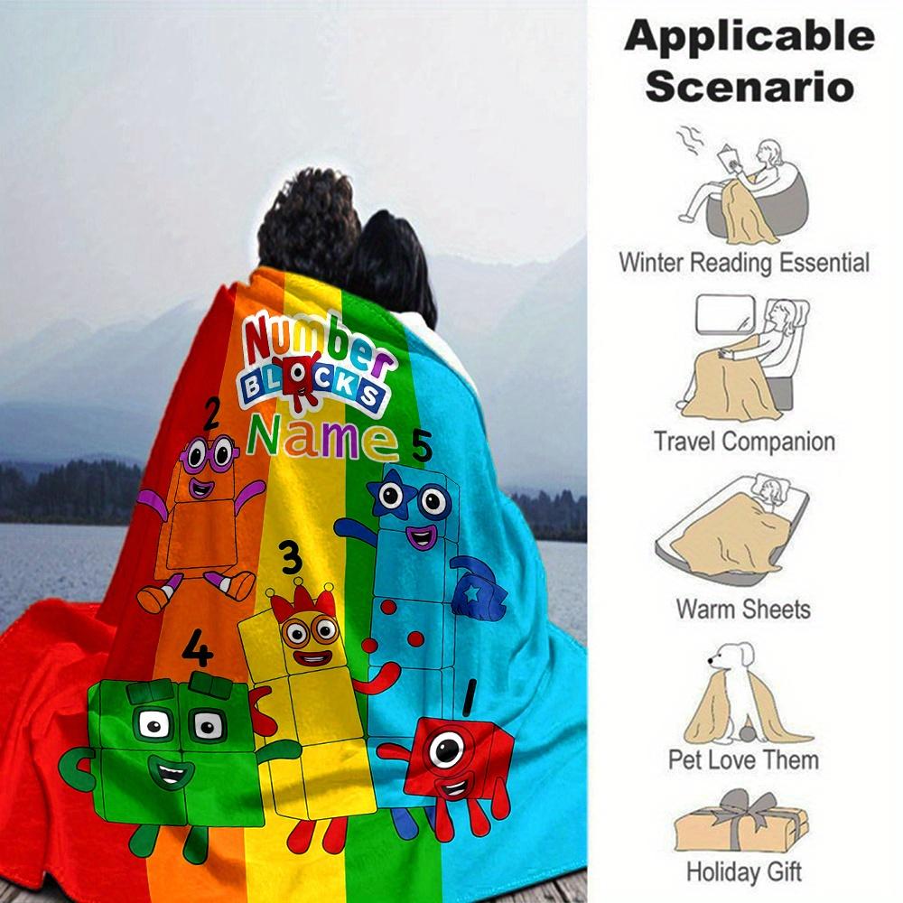 Number Blocks Rainbow Friends Blanket With Customizable Name Comfortable In All Seasons Suitable For Sofas Beds Travel Camping And Office Decoration