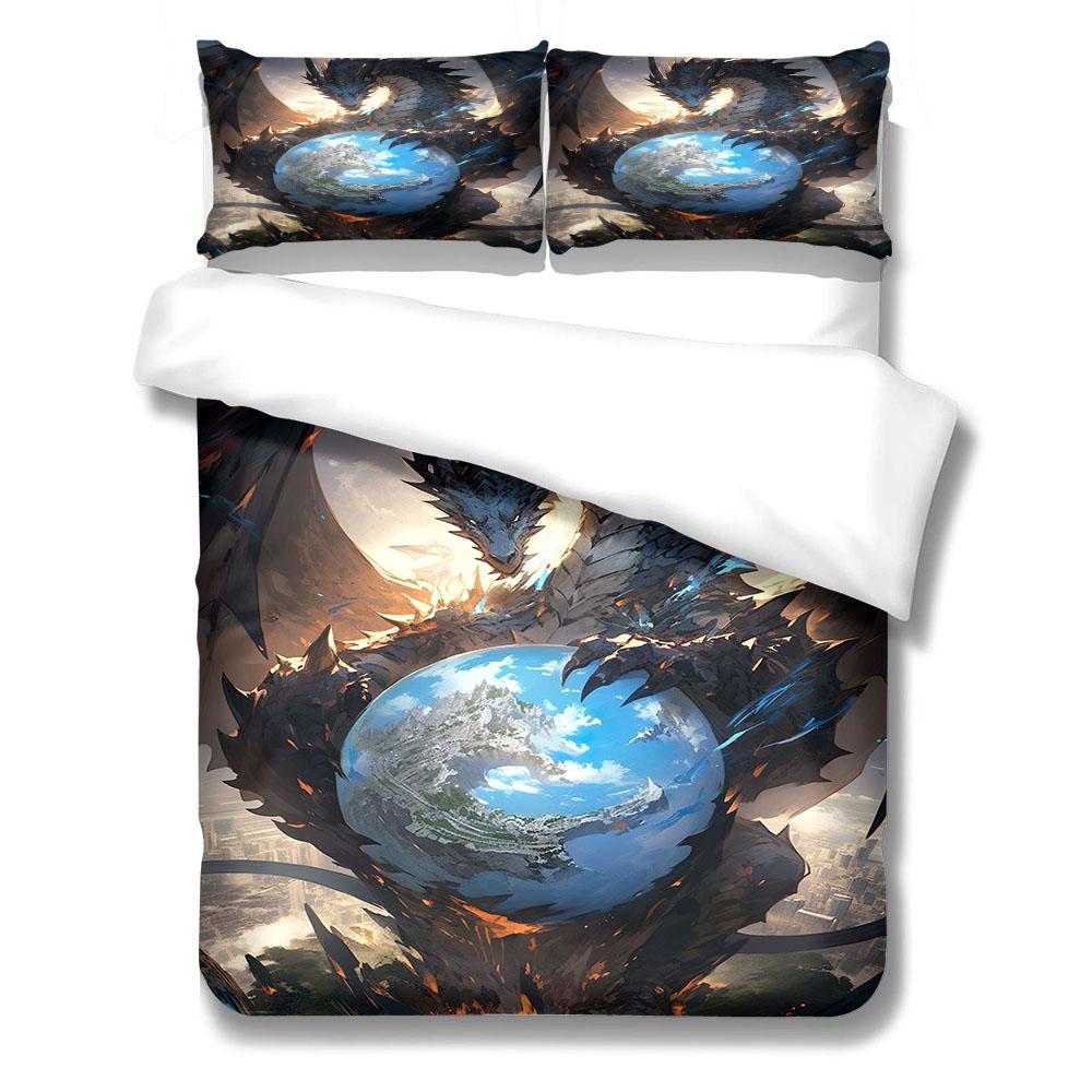 Oriental Dragon Duvet Cover Set King Queen Double Full Twin Single Size Bed Linen Set