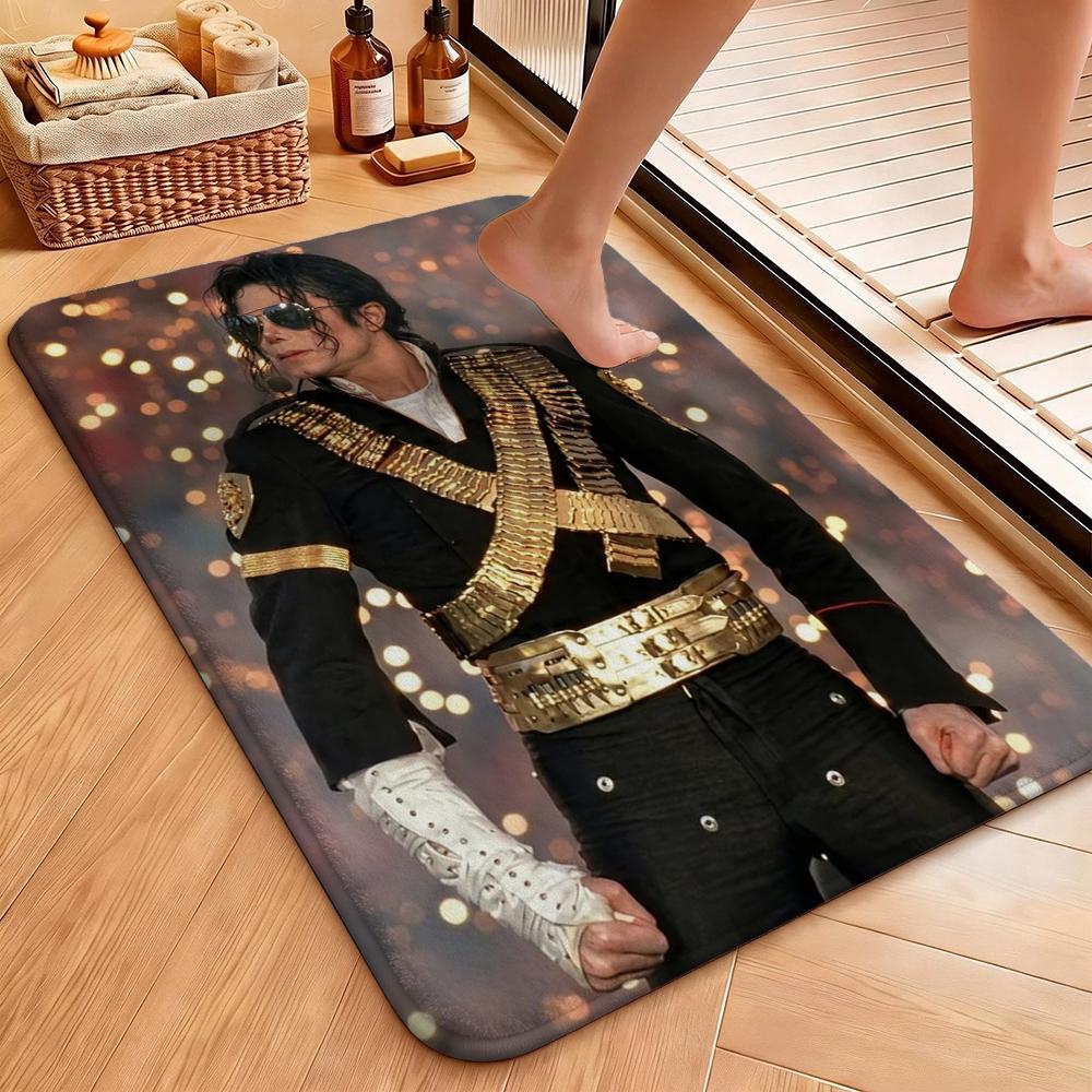 Michael Jackson Portrait Signature Printed Rug Absorbent Nonslip Carpet For Hallway Balcony Study Home Party Decor Halloween Gift