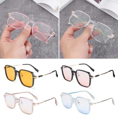 Vintage Eyewear Square Shades Clear Frame Sunglasses Oversized Sunglasses Ladies Sun Glasses