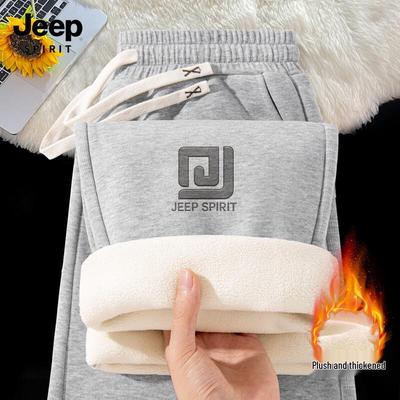 JEEP SPIRIT Men's 2025 Autumn/Winter Plush-Lined Casual Trousers