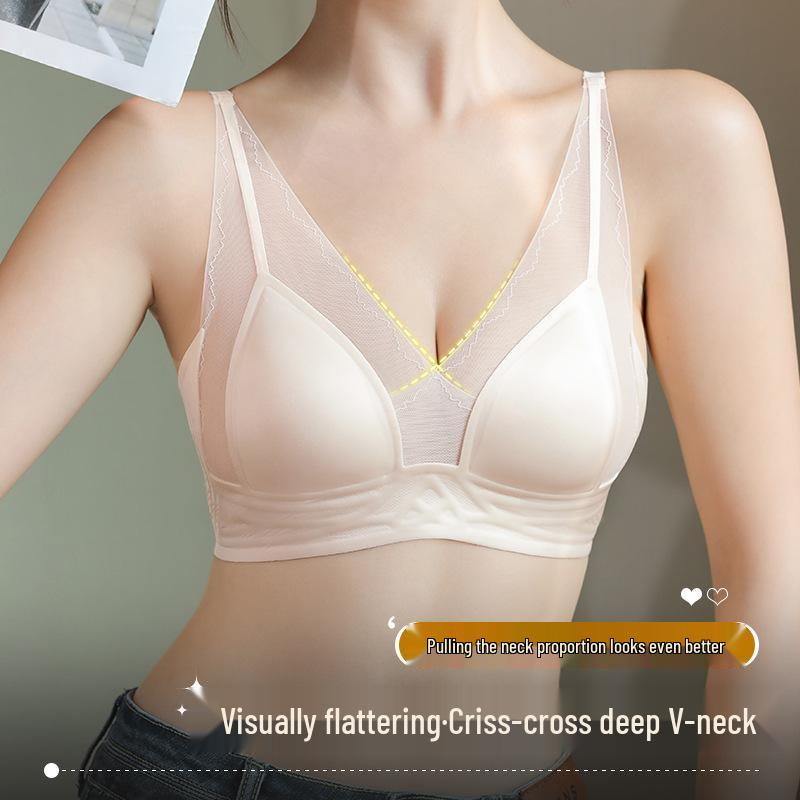 French Lace Seamless Bunny Ear Bra: Anti-Sag, Ultra-Thin, Breathable, Wire-Free Design for a Smaller Bust Appearance.
