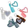 Mini Heart Comb Mirror Keychain Simple Car Keyring Creative Keychain Pendant  Gift