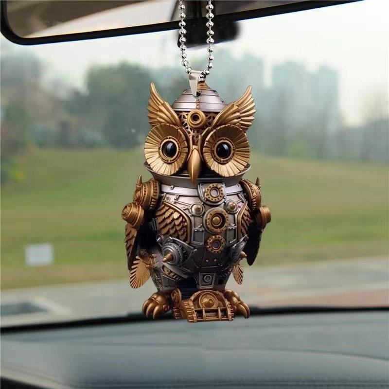 Owl Car Interior Decoration Pendant Acrylic Flat Car Rearview Mirror Jewelry Pendant Keychain Pendant