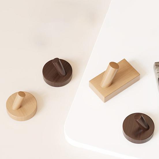 Adhesive Wall Hook No Drill Wooden Hook Wood Oil Waterproof Processing Hook for Bathroom Kitchen Coat Towels