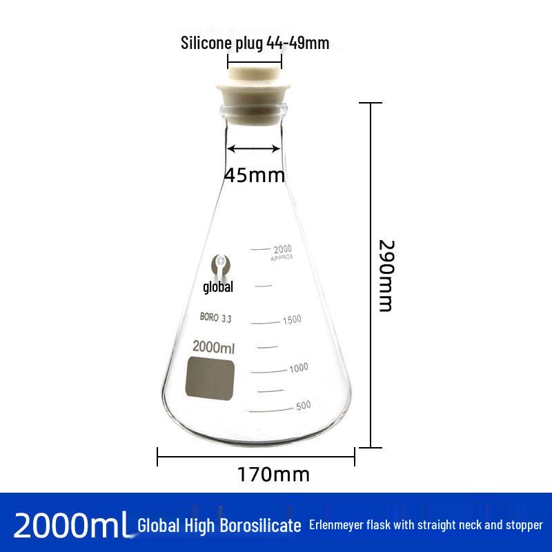 Heat-Resistant Thick Glass Triangular Flask with Silicone Stopper