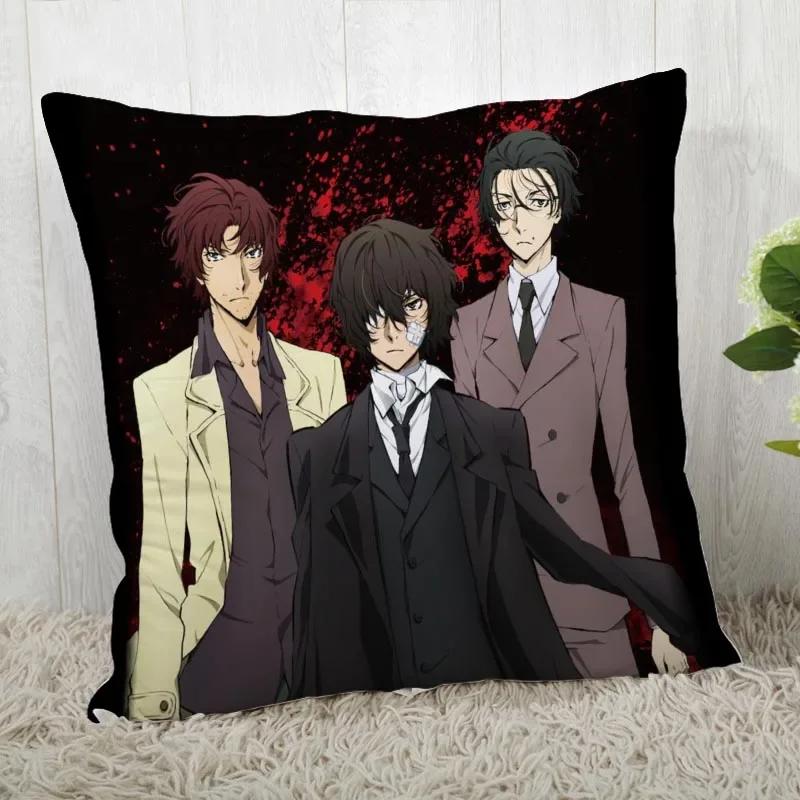 45*45 Pillow Case Bungo Stray Dogs Print For Wedding Pillow Cover Animals Pillowcases