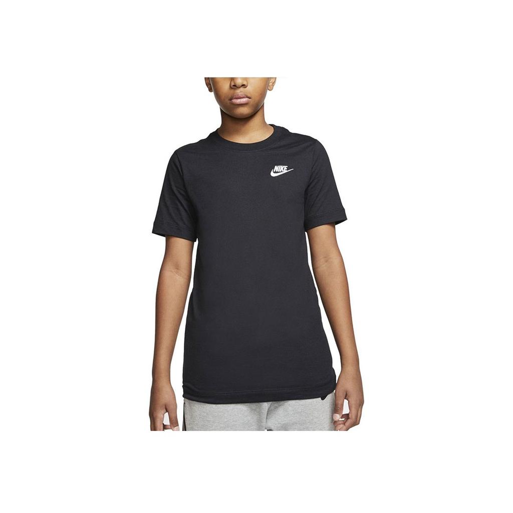 Nike Embroidered Logo Cotton Crew Neck Short Sleeve T-Shirt Kids Tops Black AR5254-010